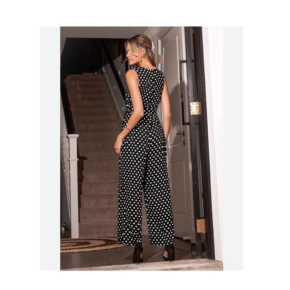 ChicosBlack and White Polka Dot Jumpsuit